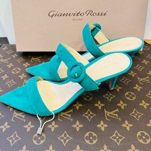 Gianvito Rossi Green Leather Sandals